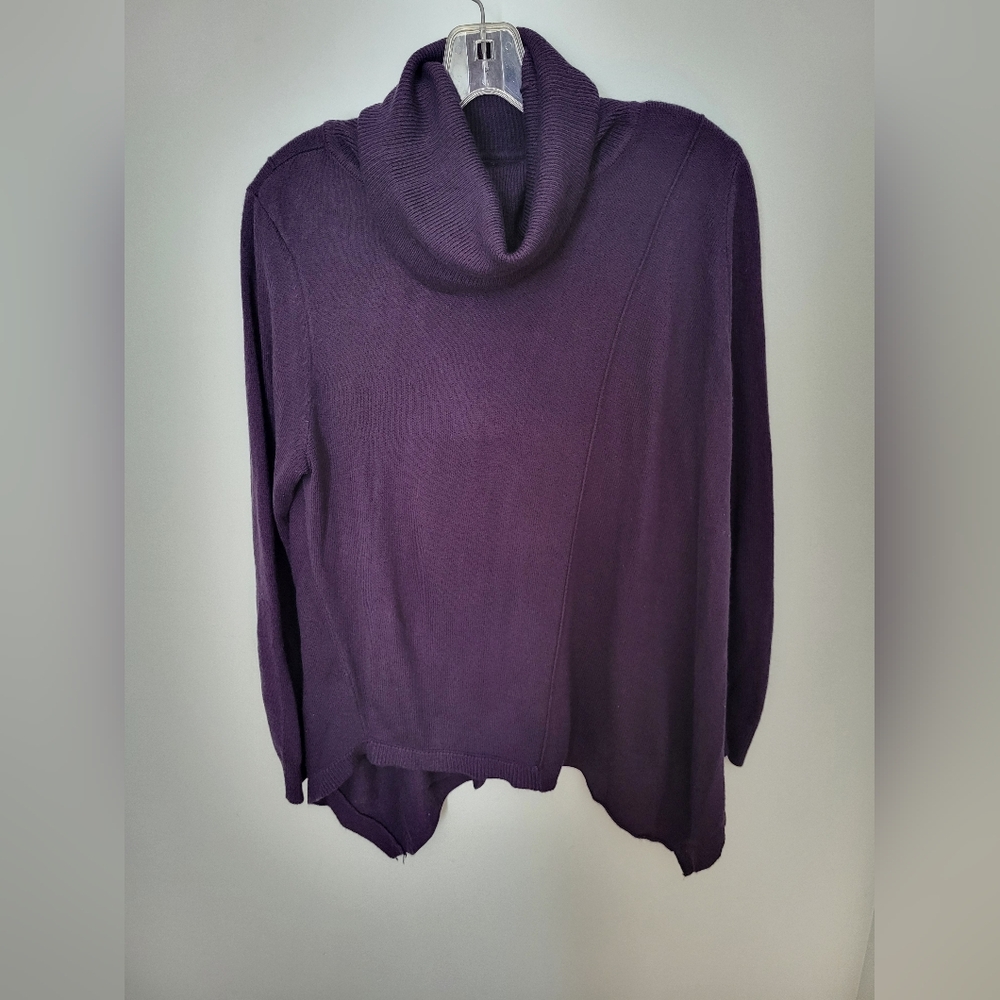 New York & Company Purple Women‎ Medium Cowl Neck Asymmetrical Sweater